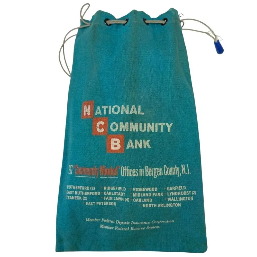 Vintage Bank Deposit Bag National Community New Jersey Bergen A. Rifkin Co.